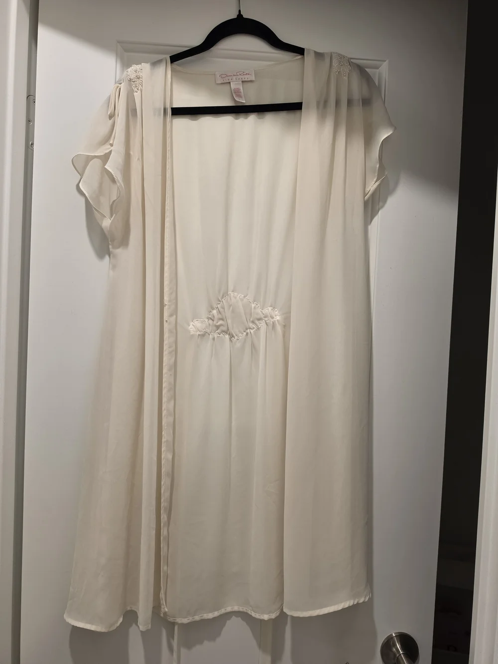 Oscar de la Renta Cream Sheer Short Robe